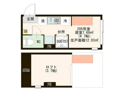 グレイス前野町(ワンルーム/2階)の間取り写真