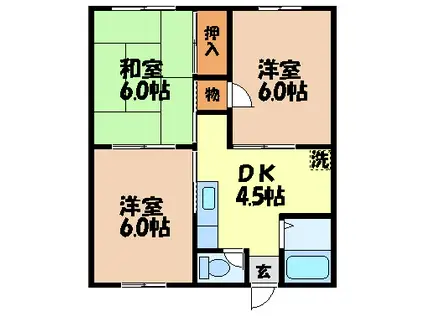 コーポ悠(3DK/1階)の間取り写真