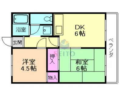 サンライズ末広(2DK/3階)の間取り写真