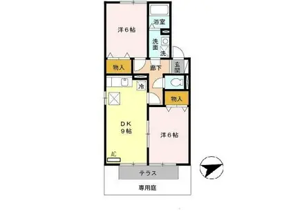 COZYCOURTA棟(2DK/1階)の間取り写真