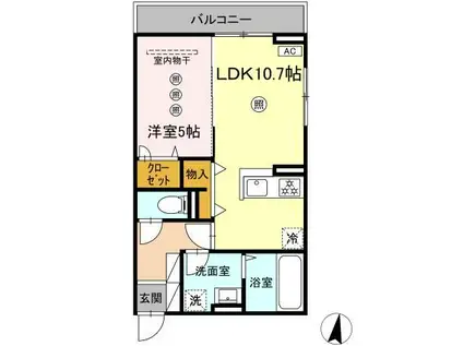 カサグランデ松山(1LDK/3階)の間取り写真