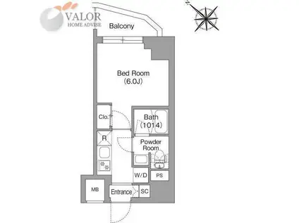 コンフォリア・リヴ横浜平沼(1K/10階)の間取り写真