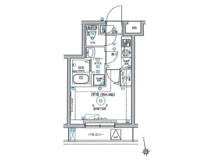 RELUXIA品川東大井(1K/2階)の間取り写真