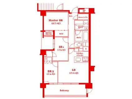 プレシス横濱紅葉坂(3LDK/7階)の間取り写真
