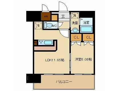 アルティザ仙台花京院(1LDK/6階)の間取り写真