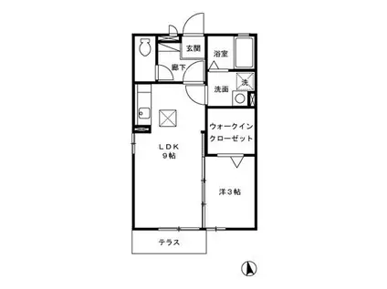 ソレイユサティ(1LDK/1階)の間取り写真