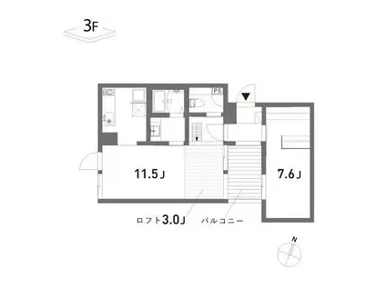 COLLAGE HOUSE(1LDK/3階)の間取り写真