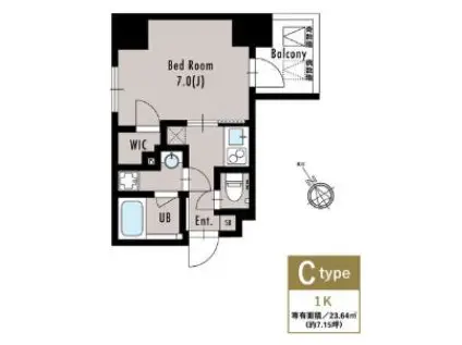 アルティザ五反田(1K/4階)の間取り写真