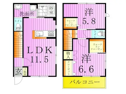 スノーピース(2LDK/1階)の間取り写真