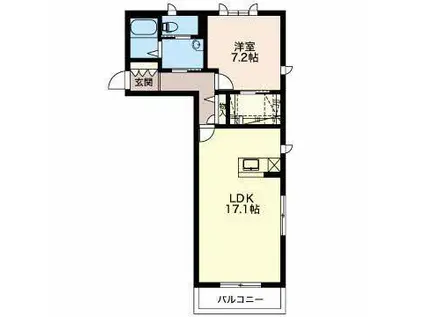ファミーユ・コウエB棟(1LDK/2階)の間取り写真