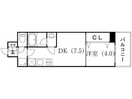 プレジオ神戸ウエスト(1DK/10階)の間取り写真