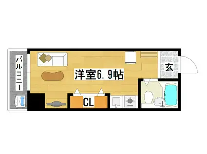 アスペースCSII(ワンルーム/2階)の間取り写真