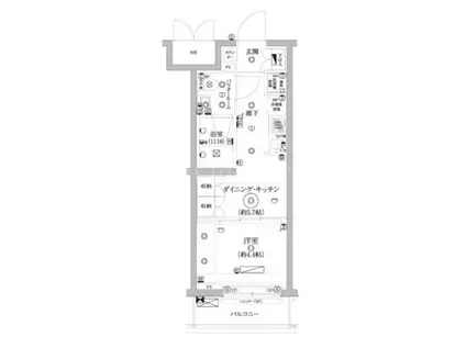 セジョリ鵜の木(1DK/1階)の間取り写真