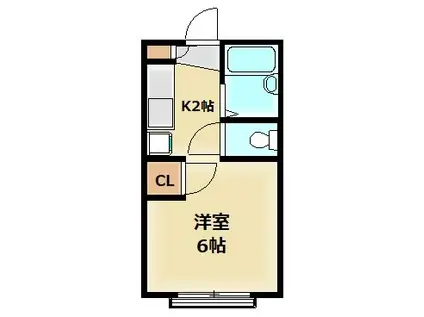エスポワール(1K/1階)の間取り写真