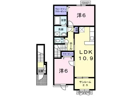 アストランティア ウエスト(2LDK/2階)の間取り写真