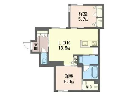 グランファミールマトバ(2LDK/1階)の間取り写真