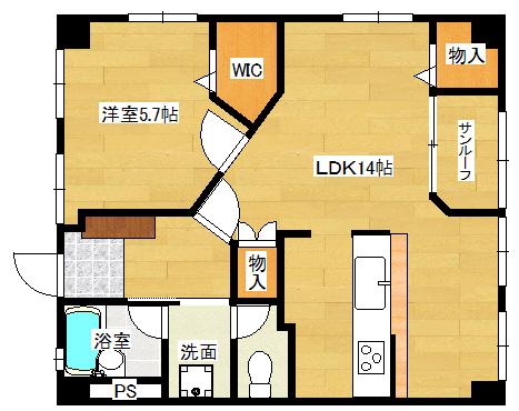 大起ビル(1LDK/9階)の間取り写真