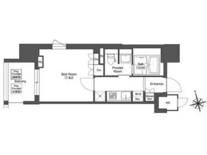 LIBRGRANT西新宿イースト(1K/7階)の間取り写真