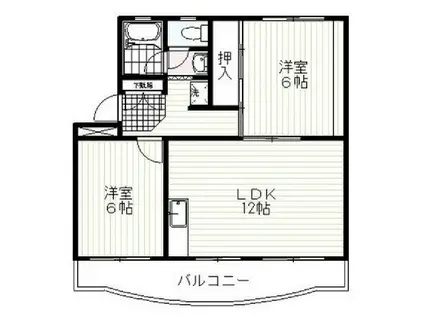 グリーンハイツ一木(2LDK/2階)の間取り写真