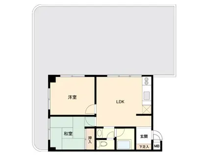 大倉山キャッスル美研(2DK/4階)の間取り写真