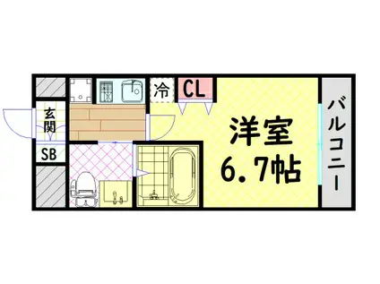 エステムコート難波サウスプレイスIVパークグレイス(1K/7階)の間取り写真