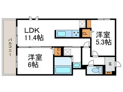 D-ROOM壬生森町(2LDK/3階)の間取り写真