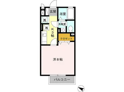 フリューリング(1K/1階)の間取り写真