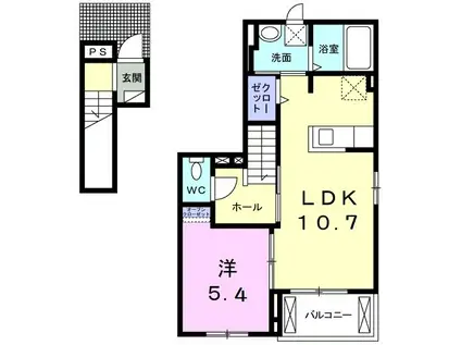 J ポエム(1LDK/2階)の間取り写真