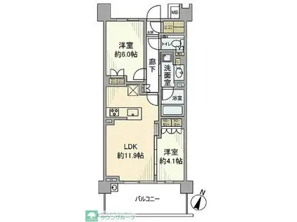 プロミライズ青葉台C棟(2LDK/3階)の間取り写真