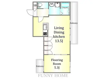 ロンサール 等々力(1LDK/2階)の間取り写真