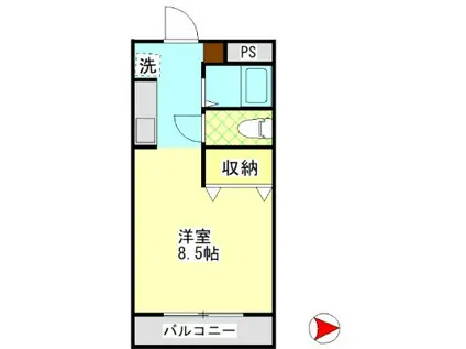 ウィステリアコート田ノ上 II(ワンルーム/1階)の間取り写真