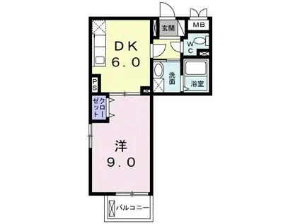 エイトウッズ淵野辺(1DK/1階)の間取り写真