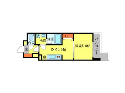 BLAVI南堀江(1DK/3階)の間取り写真