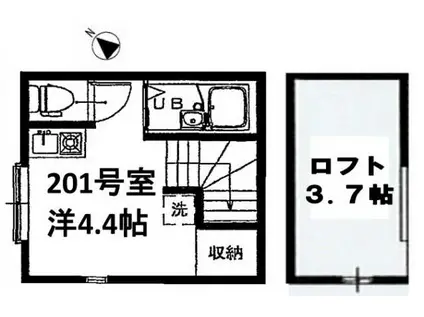 レジデンス高田馬場(ワンルーム/2階)の間取り写真