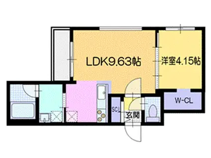 ラ・シュエット栄通D(1LDK/3階)の間取り写真