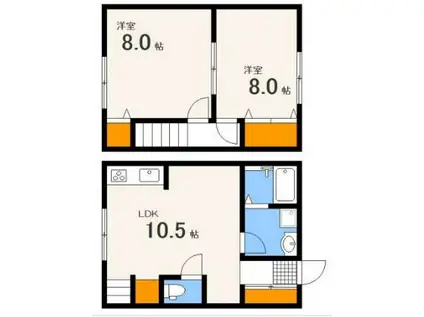 ハーモニック(2LDK/1階)の間取り写真
