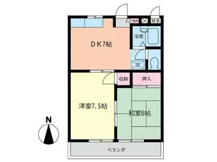 ブルービーチ大船(2DK/3階)の間取り写真