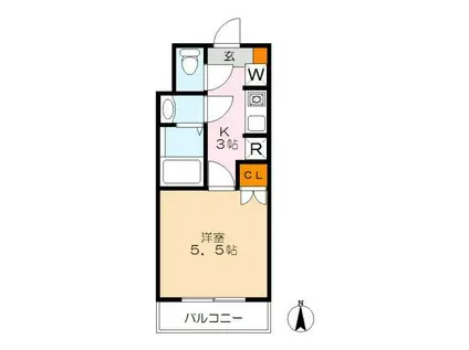 蕨テラス(1K/2階)の間取り写真