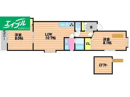 オアシス弐番館(2LDK/2階)の間取り写真