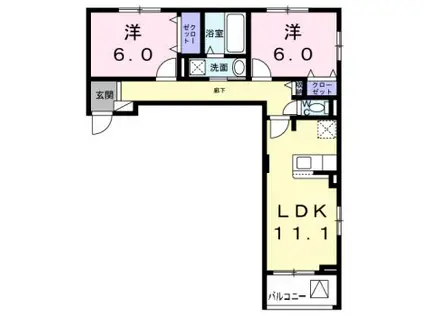 サンロイヤルⅠ(2LDK/2階)の間取り写真