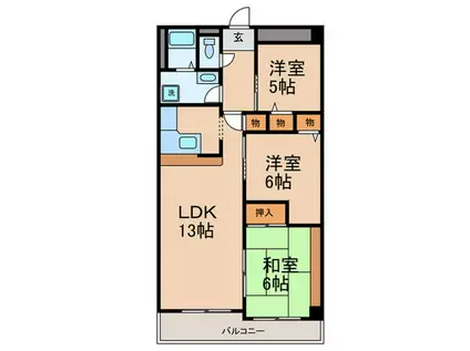 ボンシックコロニーI(3LDK/5階)の間取り写真