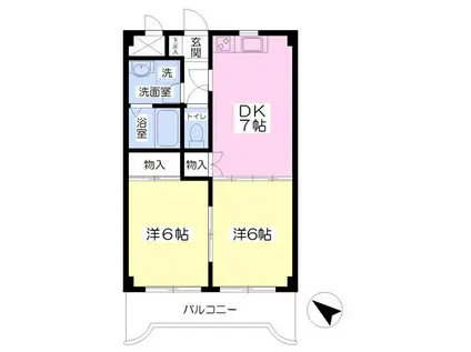 ウィルモア(2DK/3階)の間取り写真