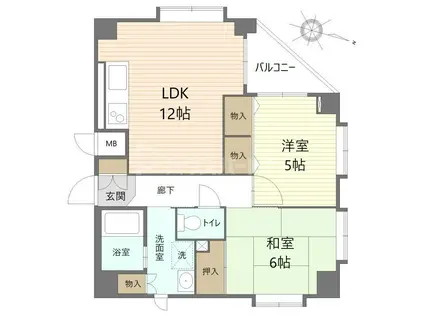 エスポワール(2LDK/3階)の間取り写真