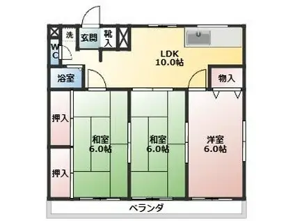 ヴィラウェルストーン(3LDK/4階)の間取り写真