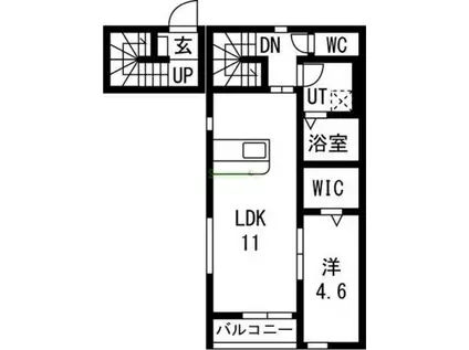PIA蒲町II(1LDK/2階)の間取り写真