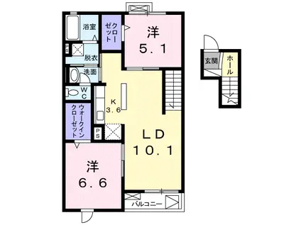 アングロ フェリーチェ(2LDK/4階)の間取り写真