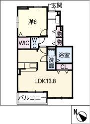 アルカディアK.K(1LDK/1階)の間取り写真