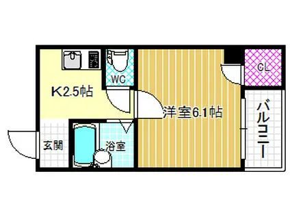 タカノハイム天神橋(1K/3階)の間取り写真