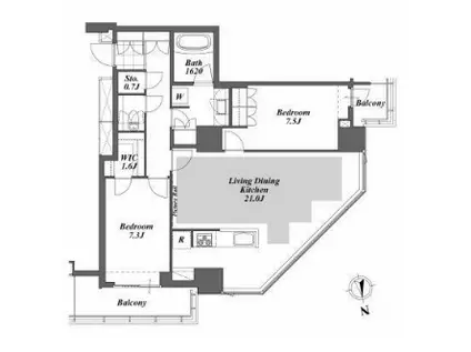 BRILLIA IST TOWER 勝どき(2LDK/37階)の間取り写真