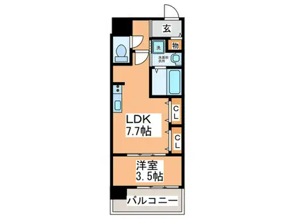 シスイル長居(1LDK/3階)の間取り写真
